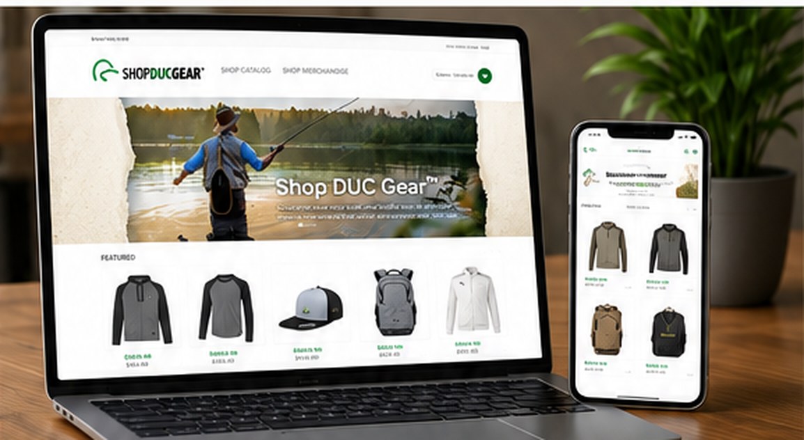 A MerchCenter company store on laptop and mobile