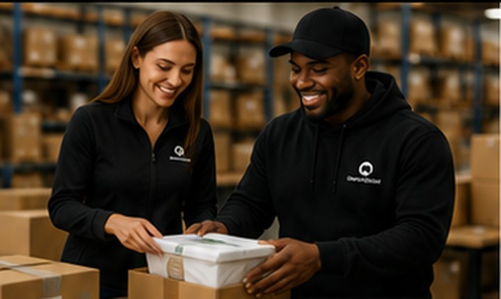 MerchGlobal team packing an order